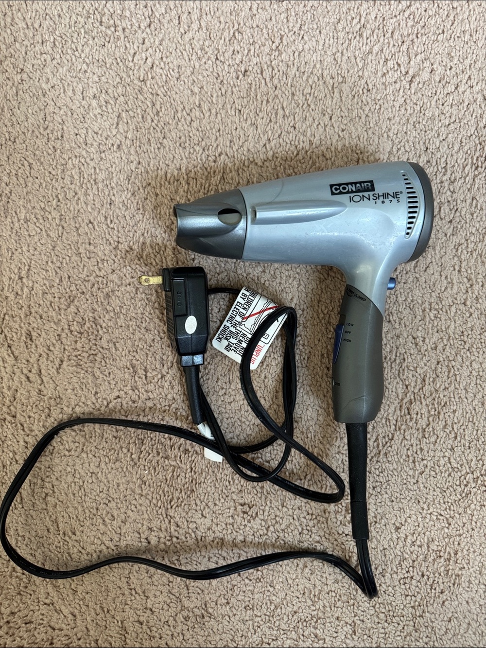 Conair Ion Shine Silver Travel Hair Dryer